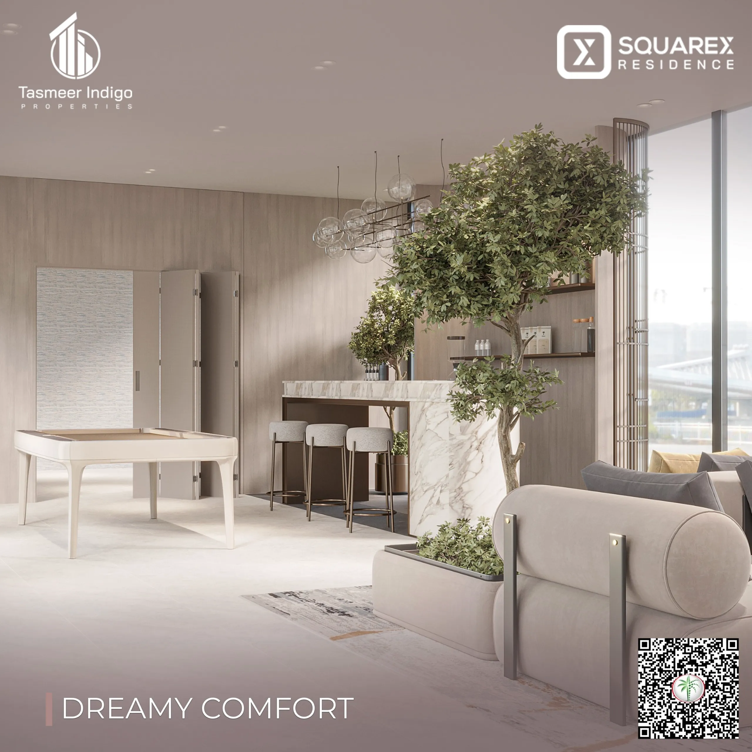 Luxurious bedroom with floor-to-ceiling windows